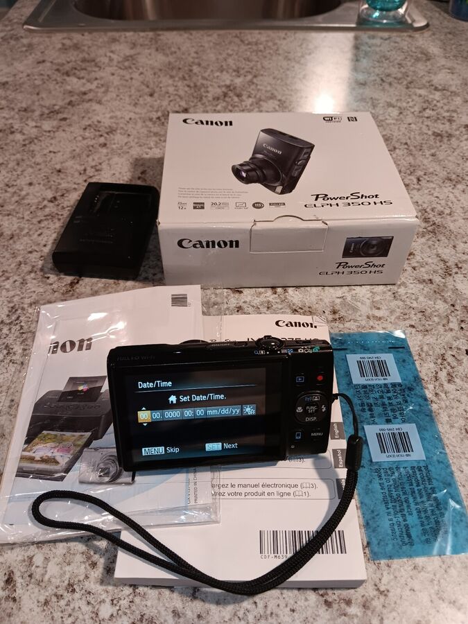 Canon Powershot ELPH 350 HS 20.2MP 12X Zoom Digital Camera Digicam Black